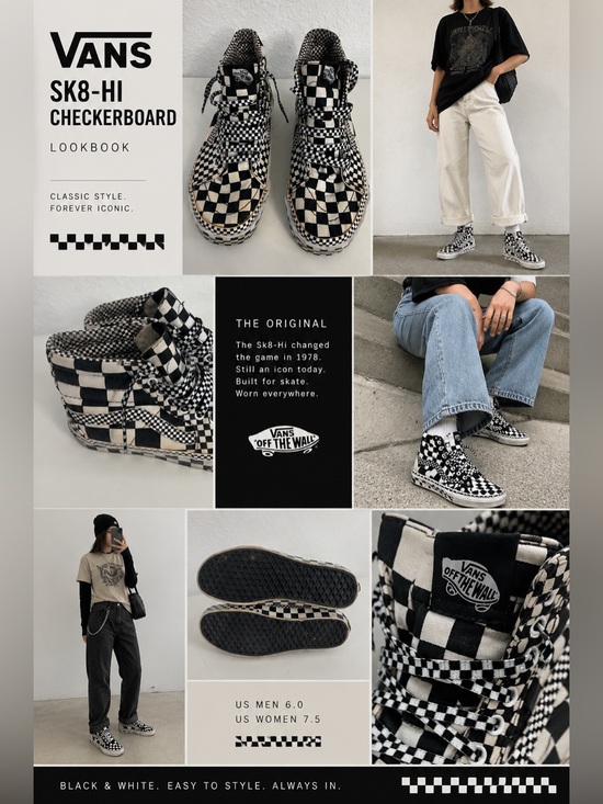 Vans Other - Vans Sk8-Hi Checkerboard High Top Sneakers Men’s 6 Women’s 7.5